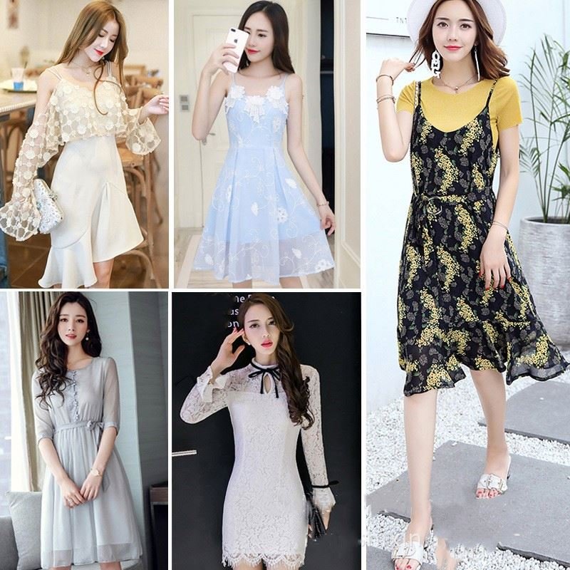 Summer Women's Dress Used Women's Wear Versatile Chiffon Floor Stand Clothing second hand clothes
