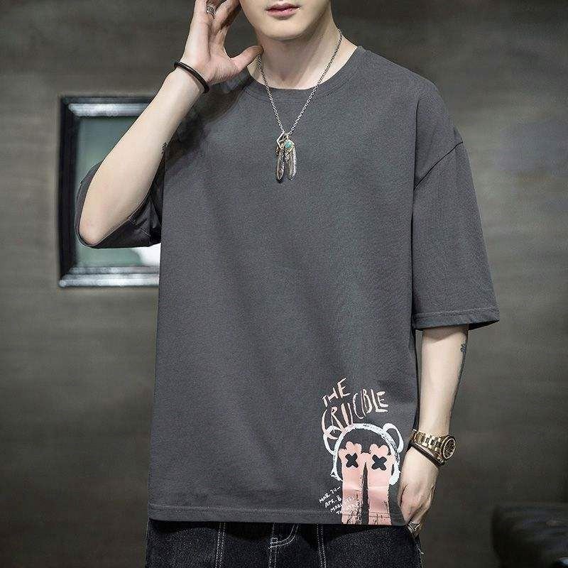 Men's short-sleeved t-shirt summer 2023 new brand trend ice silk half-sleeved cotton t-shirt top clothes men's clothing