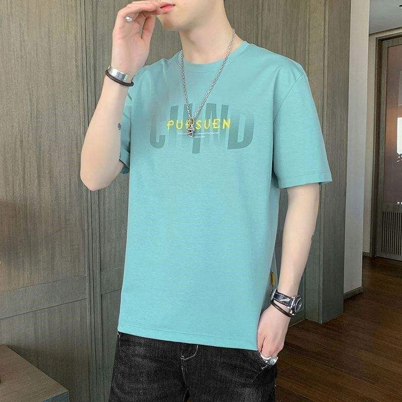 Men's short-sleeved t-shirt summer 2023 new brand trend ice silk half-sleeved cotton t-shirt top clothes men's clothing