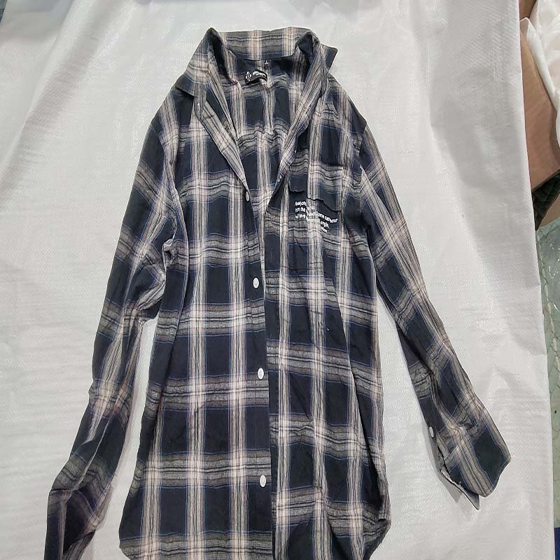 used clothes men's and women's plaid shirt Cotton Plaid Shirt Long-sleeved Shirt Grinding Breathable Casual