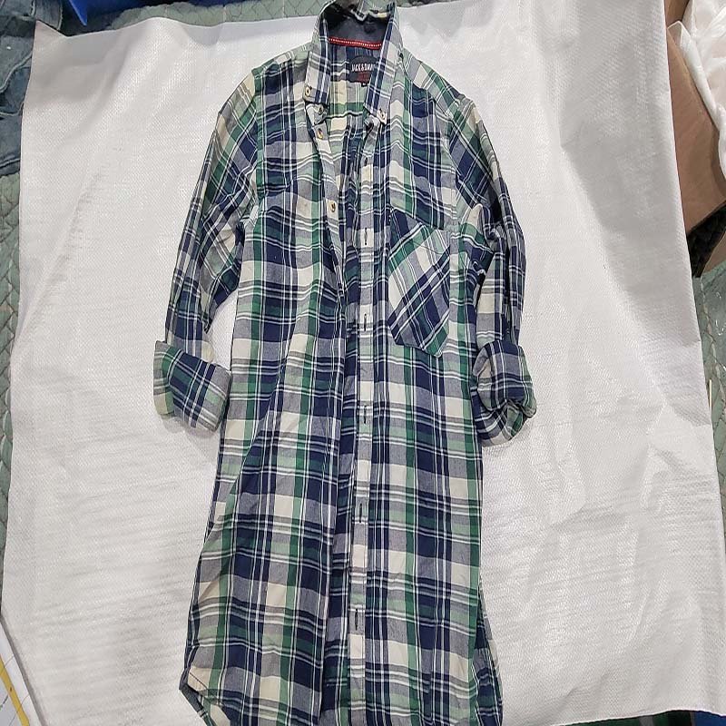 used clothes men's and women's plaid shirt Cotton Plaid Shirt Long-sleeved Shirt Grinding Breathable Casual