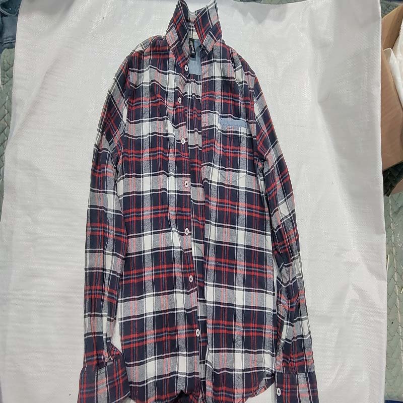 used clothes men's and women's plaid shirt Cotton Plaid Shirt Long-sleeved Shirt Grinding Breathable Casual