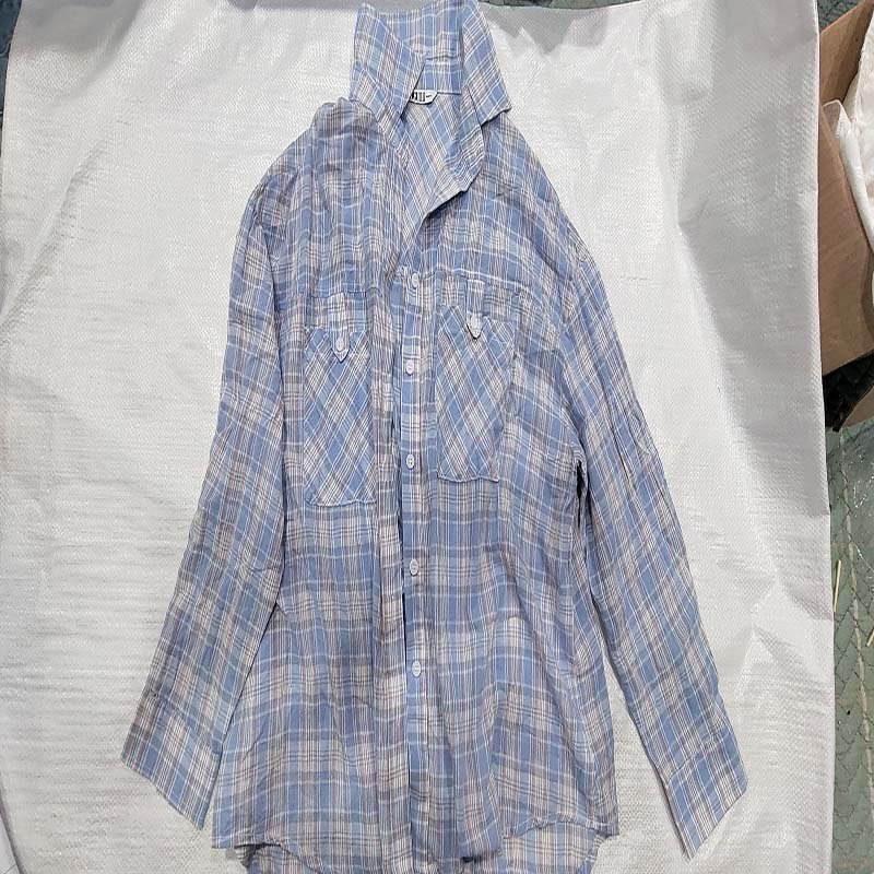 used clothes men's and women's plaid shirt Cotton Plaid Shirt Long-sleeved Shirt Grinding Breathable Casual