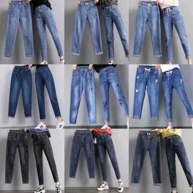 SY 2023 Hot style stock end goods wholesale men's and women's jeans straight pants wide leg pants slim jeans
