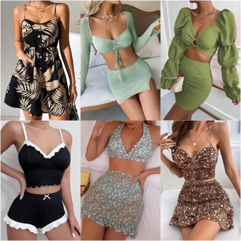 Brand Women's Mix Style Stock Dresses T-shirts Small Shirts Pants Skirts used clothes