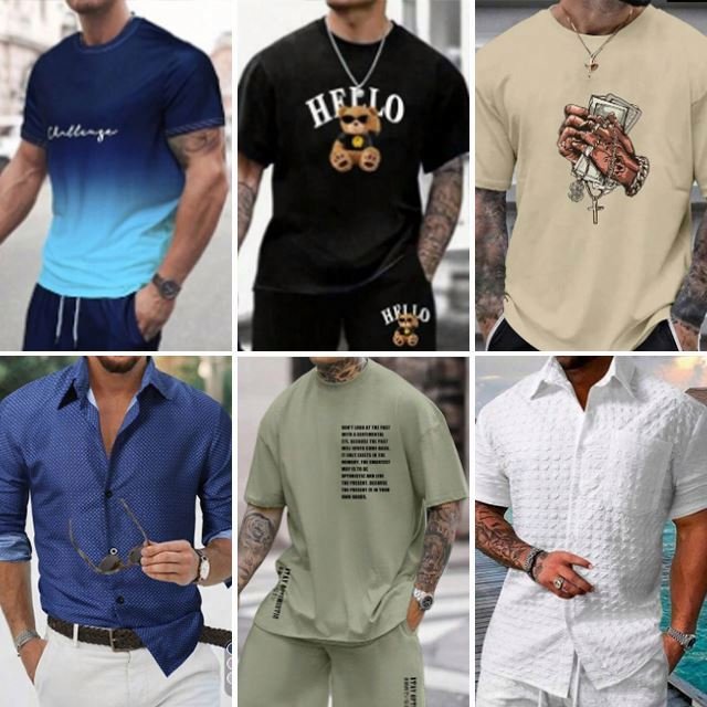 2024 Summer Men's Clothing Lowest Price Fashion Random Pattern T-shirt Polo Shirt Pants Shirt Bulk Style Random Shipping