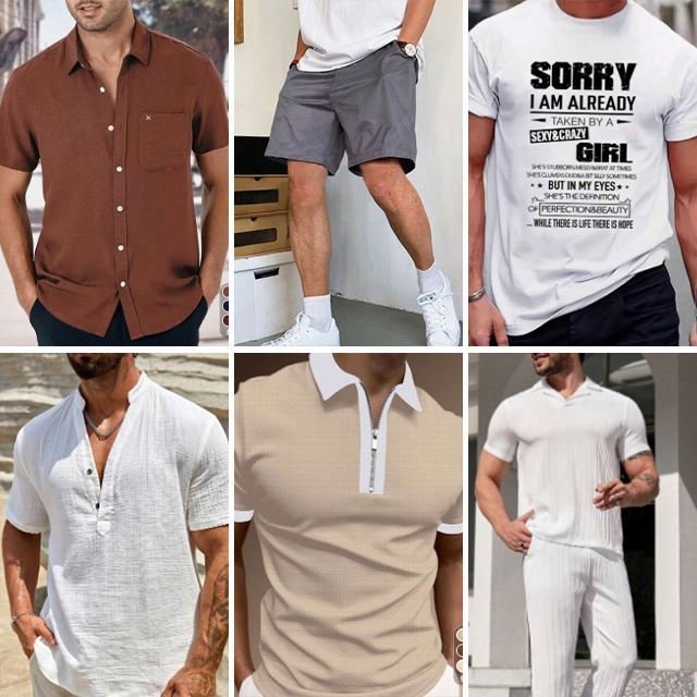 2024 Summer Men's Clothing Lowest Price Fashion Random Pattern T-shirt Polo Shirt Pants Shirt Bulk Style Random Shipping