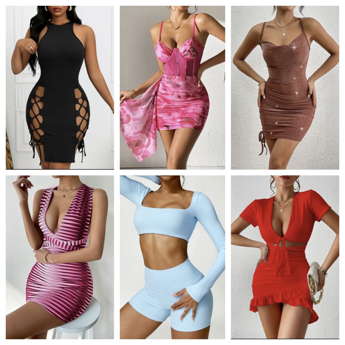 2024clearance summer European and American dress loose casual short sleeved waist elegant women's clothing mixed random shipment
