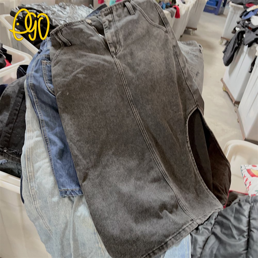 Wholesales Used Women'S Denim Skirts Second Hand Casual Waist Midi Long Denim Skirts for Women Girls Mixed Winter Clothes