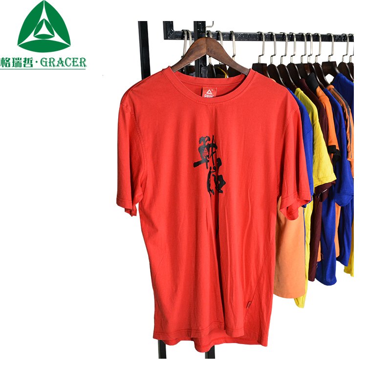 Guangzhou apparel manufacture round hem men short tshirt wholesale used clothing used clothes