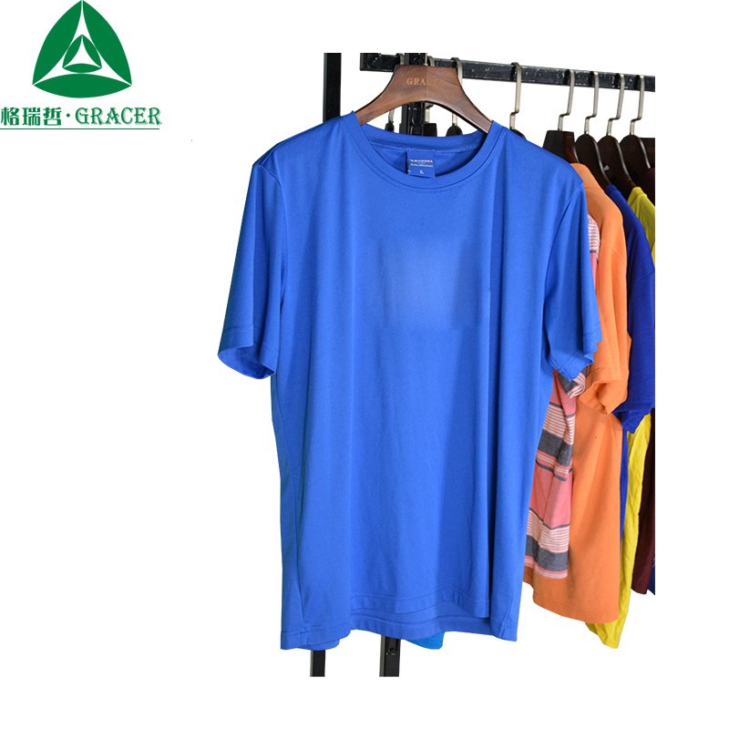 Guangzhou apparel manufacture round hem men short tshirt wholesale used clothing used clothes