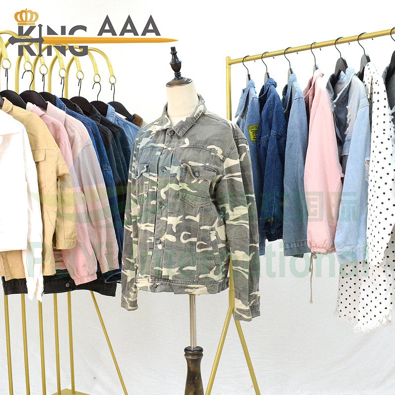 KINGAAA women's denim jacket and caot used clothing wholesale bulk used clothes second hand clothes bales from korea 45kg-50kg