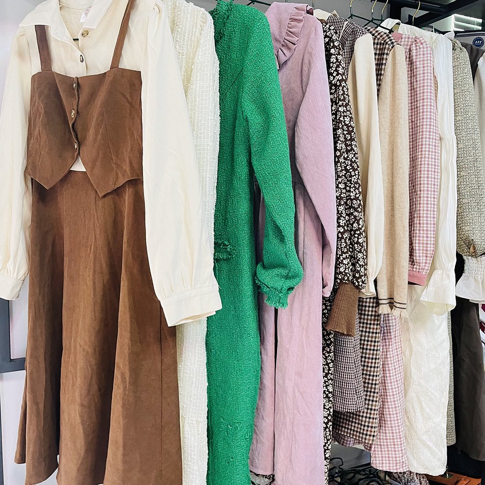Autumn winter women's dress ladies long slim used clothes dress second hand clothes