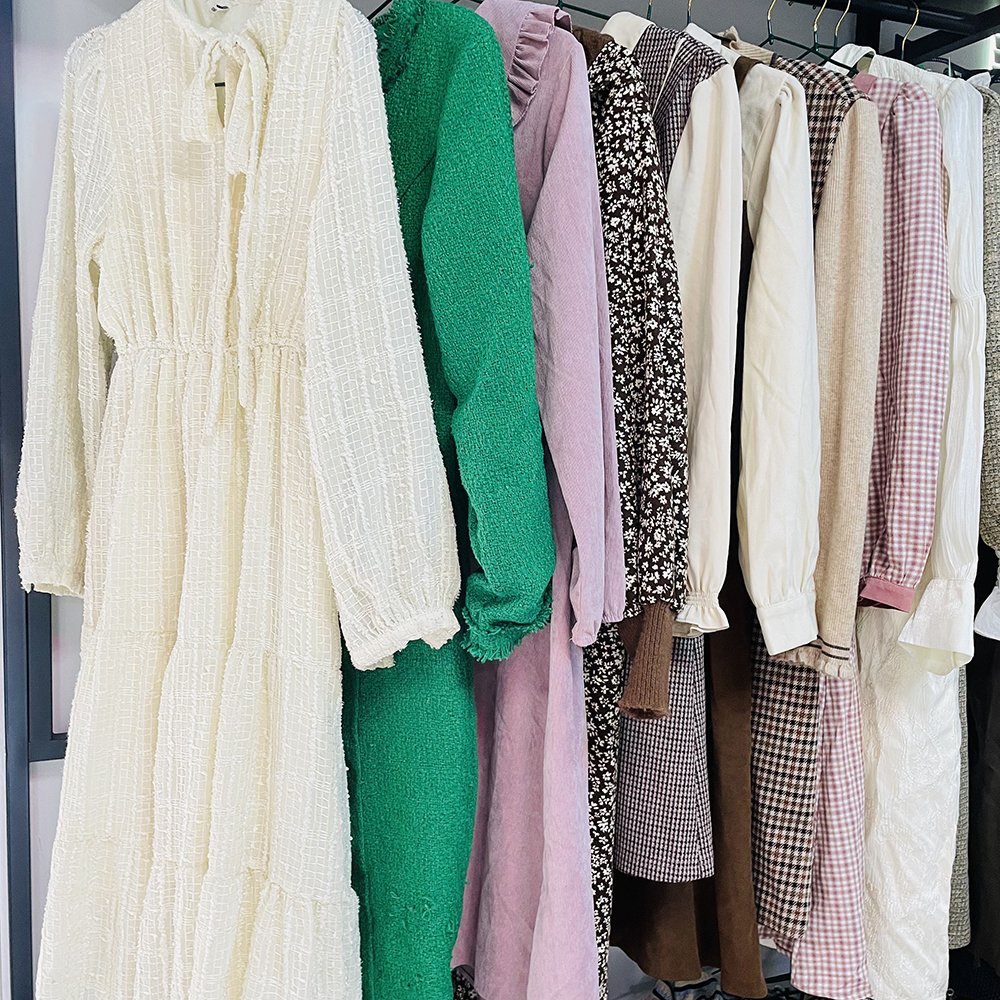 Autumn winter women's dress ladies long slim used clothes dress second hand clothes
