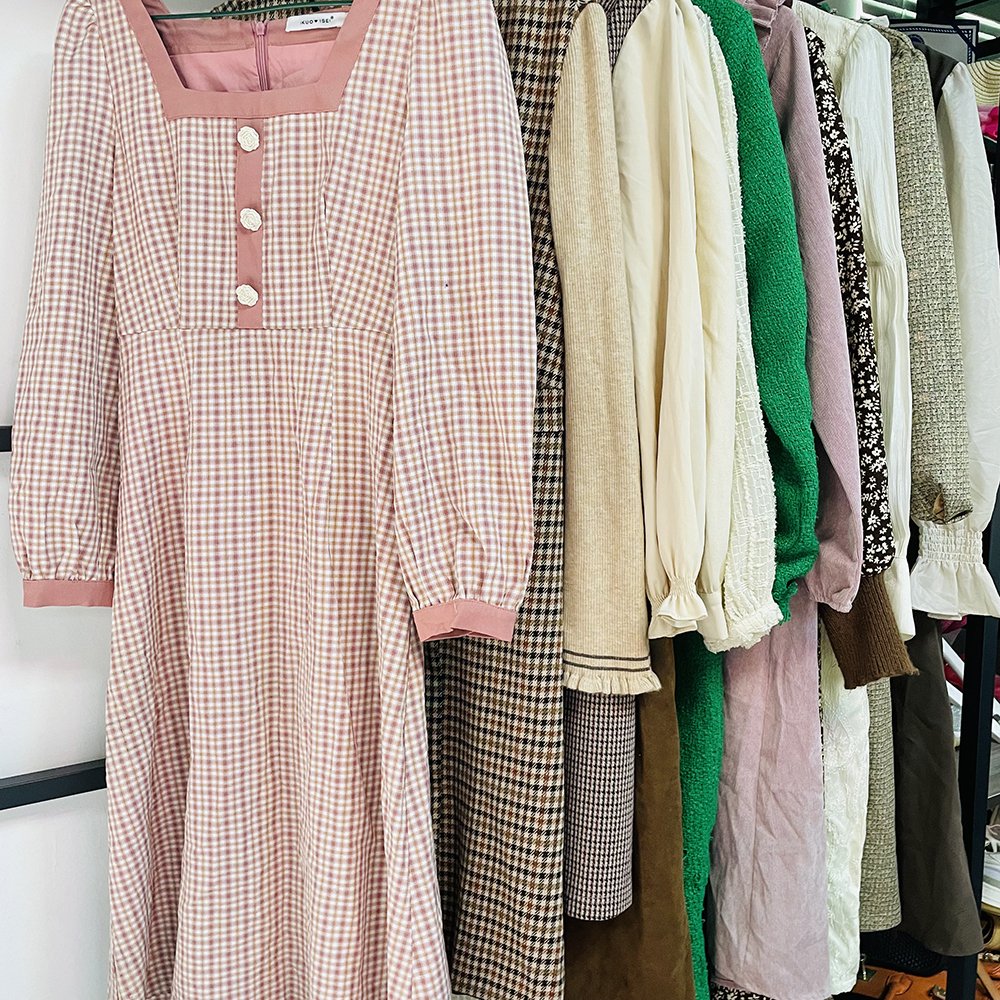 Autumn winter women's dress ladies long slim used clothes dress second hand clothes