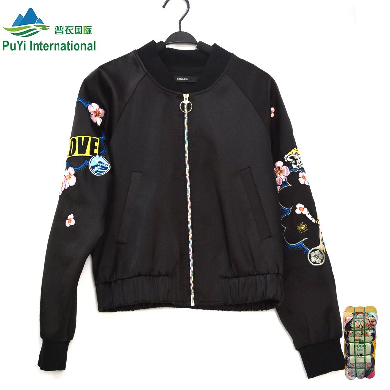 PUYI 2024 used clothing baseball uniform long sleeves baseball jacket coat bales of second hand clothes