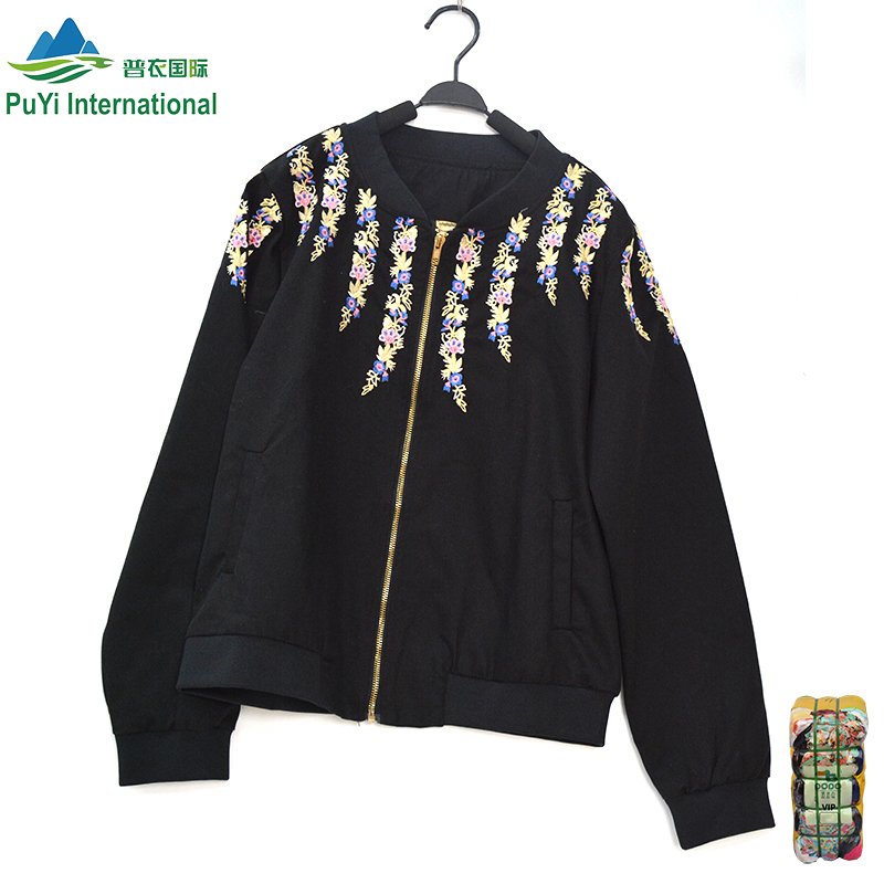 PUYI 2024 used clothing baseball uniform long sleeves baseball jacket coat bales of second hand clothes