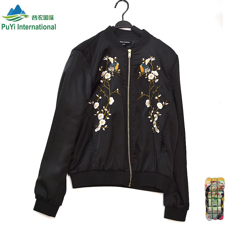 PUYI 2024 used clothing baseball uniform long sleeves baseball jacket coat bales of second hand clothes