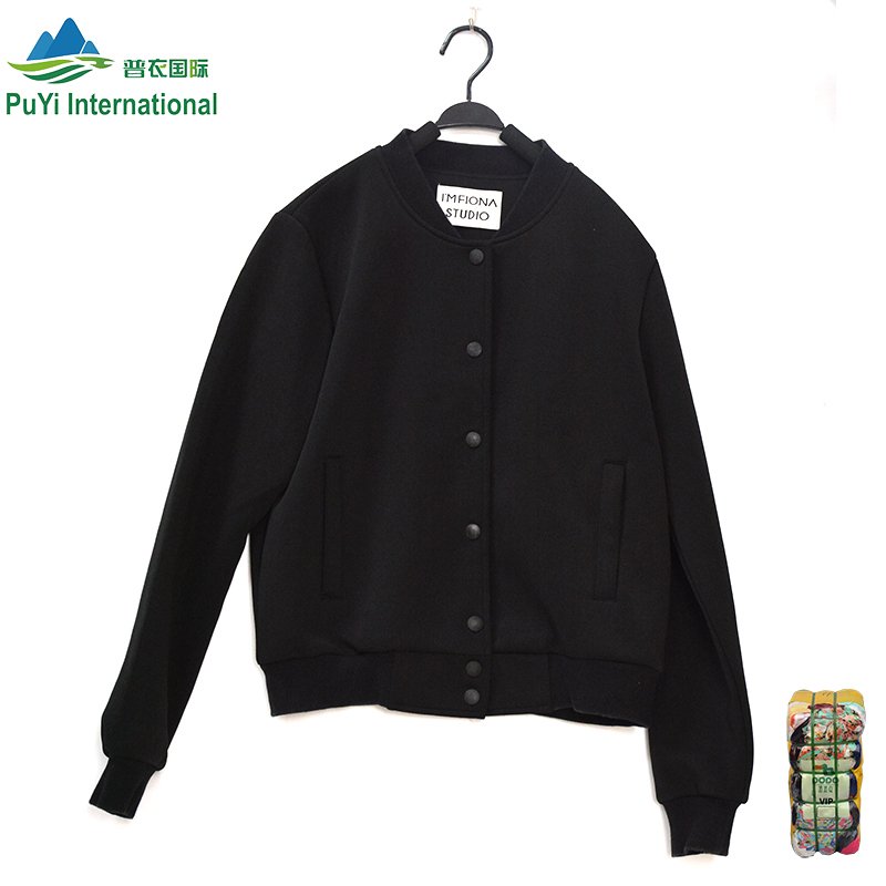 PUYI 2024 used clothing baseball uniform long sleeves baseball jacket coat bales of second hand clothes