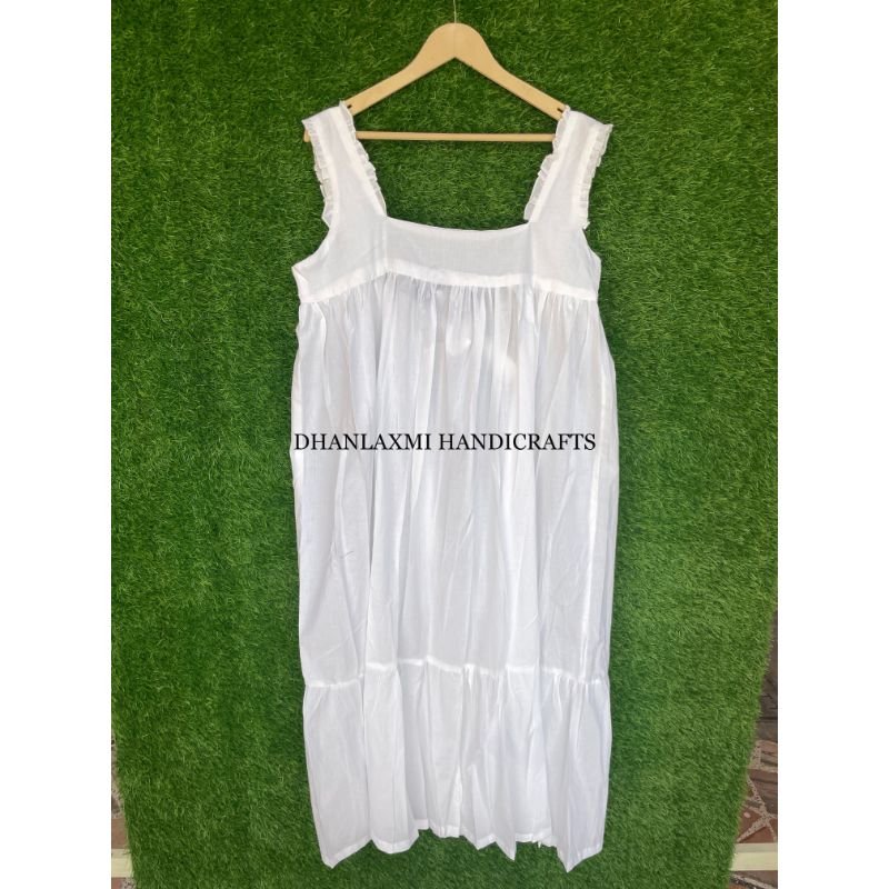 Indian Cotton Plain White Long Dress Handmade Summer Clothes For Women Casual Wear Dress Sleeveless Maxi Dress Bohemian Outfit