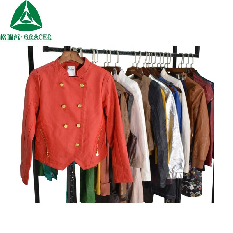 fashion leather jacket used winter clothes second hand jacket wholesale