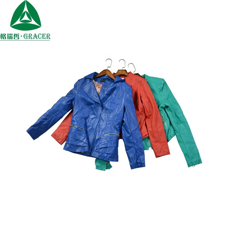 fashion leather jacket used winter clothes second hand jacket wholesale