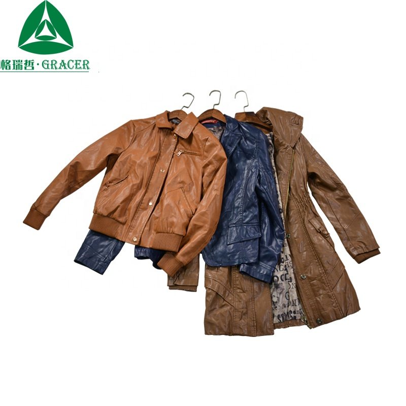 fashion leather jacket used winter clothes second hand jacket wholesale