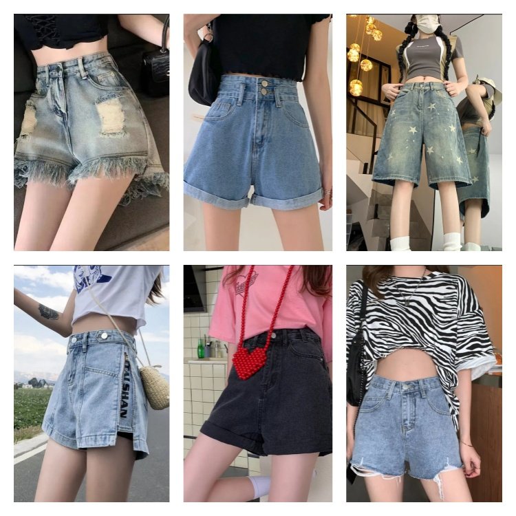 2024 Summer Women's Sexy Jeans High Waist Denim Shorts High Waist Button Jeans Tight Styles Random Shipping