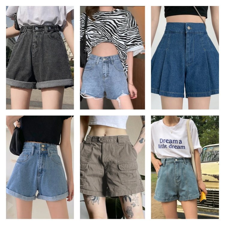 2024 Summer Women's Sexy Jeans High Waist Denim Shorts High Waist Button Jeans Tight Styles Random Shipping