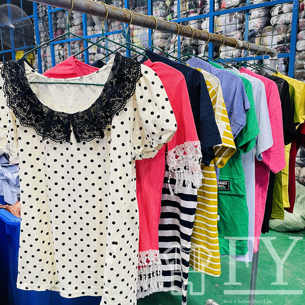 FengYang Level B Used Clothes Women T-shirt for Bales Used Adult Ukay Second-hand Clothes Factory Outlet