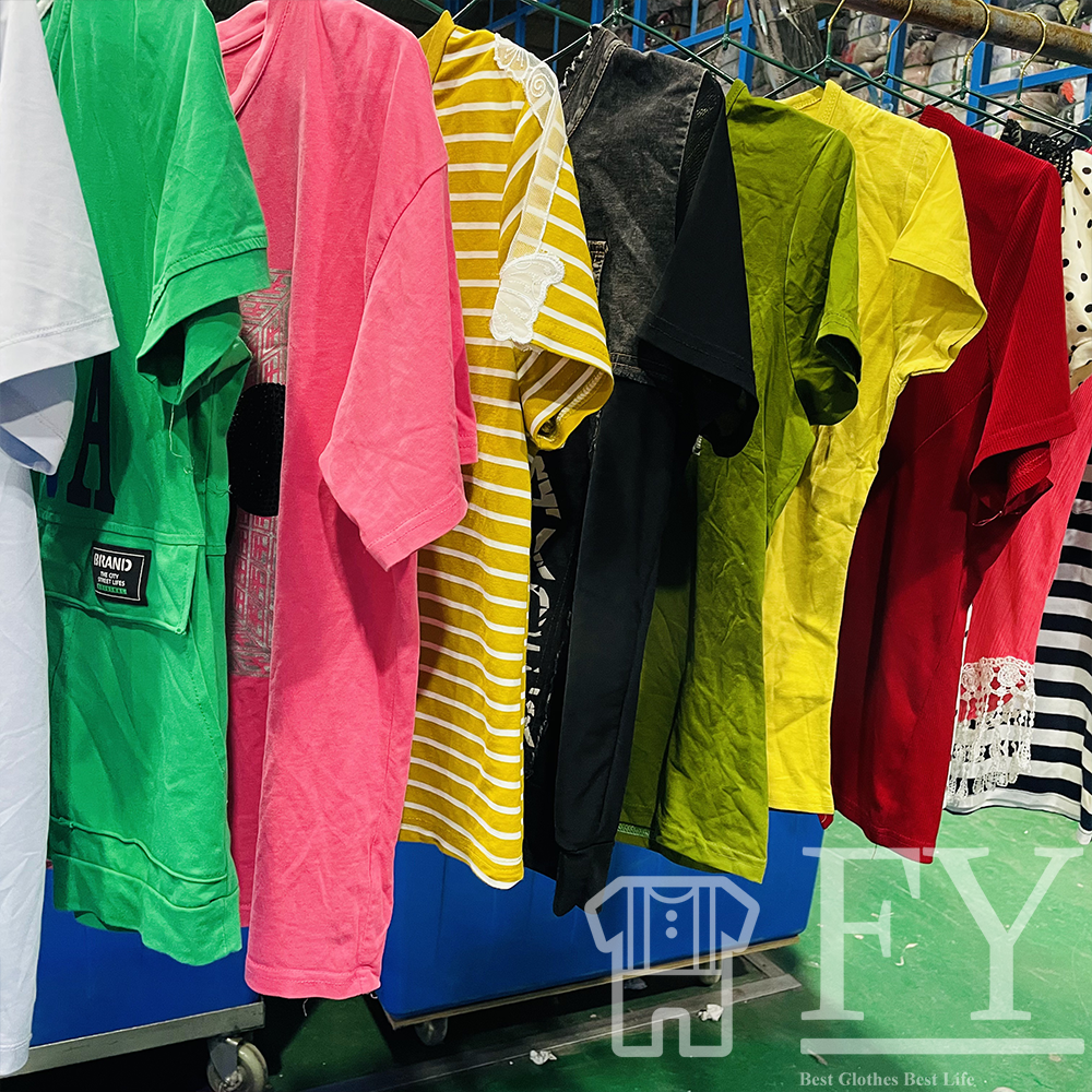 FengYang Level B Used Clothes Women T-shirt for Bales Used Adult Ukay Second-hand Clothes Factory Outlet