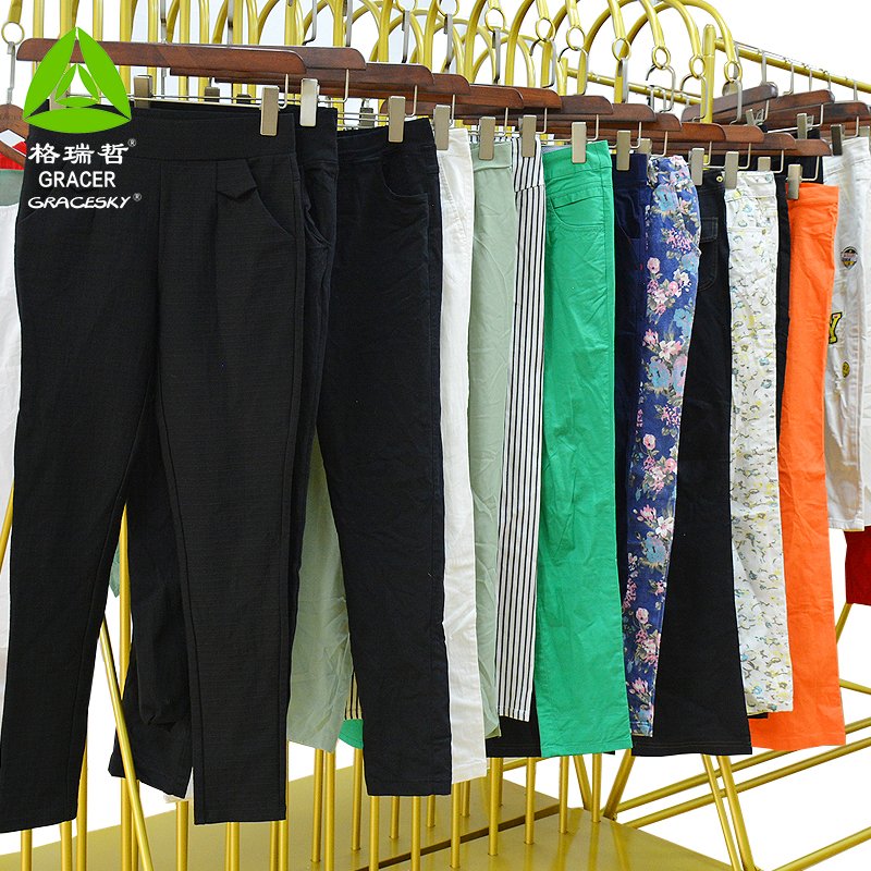 Cotton Trousers Used Clothing Apparel Stock Used Clothes from Mixed Pants Stock Summer for Women Adults Casual Wear Pants Bulk