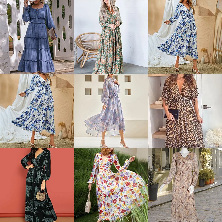 Elegant Evening Lady Long Party Women Dress Custom Oem Summer Floral Ladies Elegant Vintage Vestidos Women Long Casual Dresses