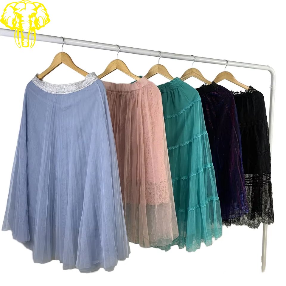 Premium Quality Plus Size Women's Tulle Skirt Mini Used Clothes Wholesale 45kg MOQ Clean Colorful Condition Mix Size for Adults