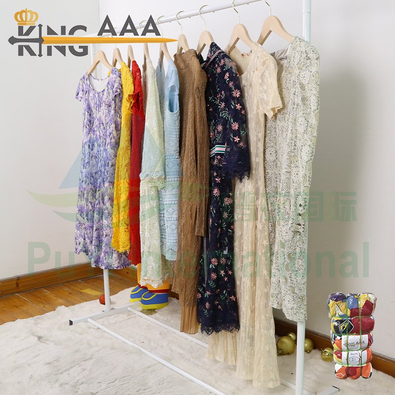 PUYI wholesale used dress summer clothes women knitted ladies cheap stock clothes wholesale