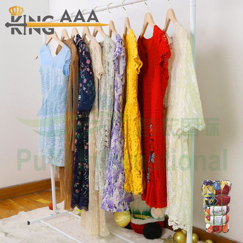 PUYI wholesale used dress summer clothes women knitted ladies cheap stock clothes wholesale