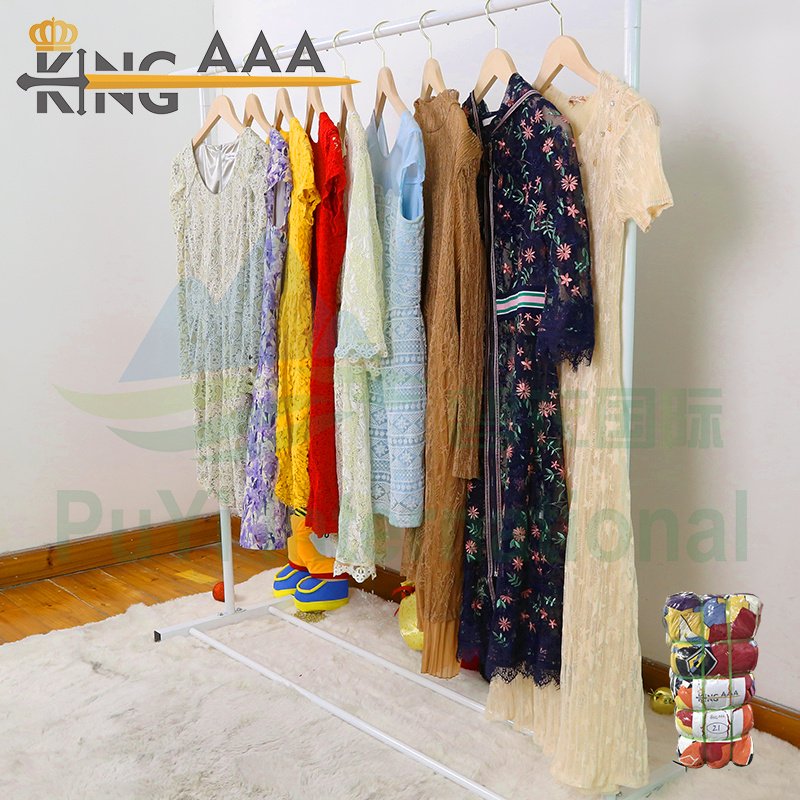 PUYI wholesale used dress summer clothes women knitted ladies cheap stock clothes wholesale