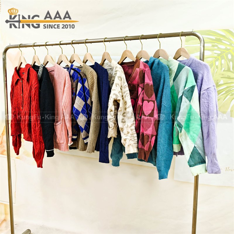 KINGAAA cardigan sweaters thick short branded used clothes high quality branded second hand clothes pack de ropa usada mixta