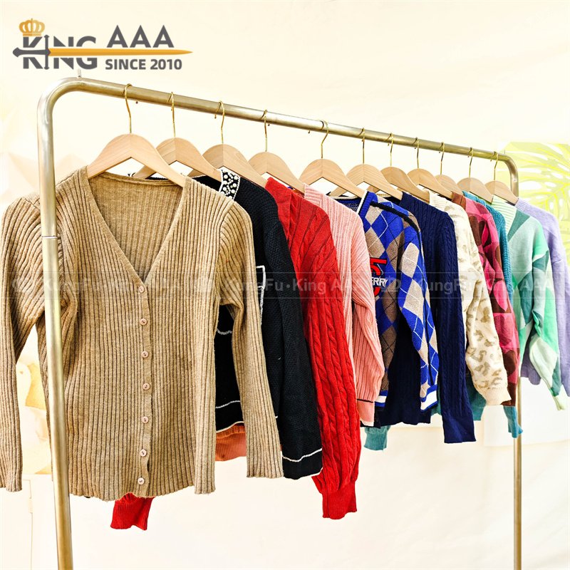 KINGAAA cardigan sweaters thick short branded used clothes high quality branded second hand clothes pack de ropa usada mixta