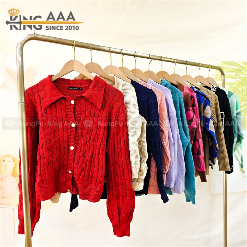 KINGAAA cardigan sweaters thick short branded used clothes high quality branded second hand clothes pack de ropa usada mixta