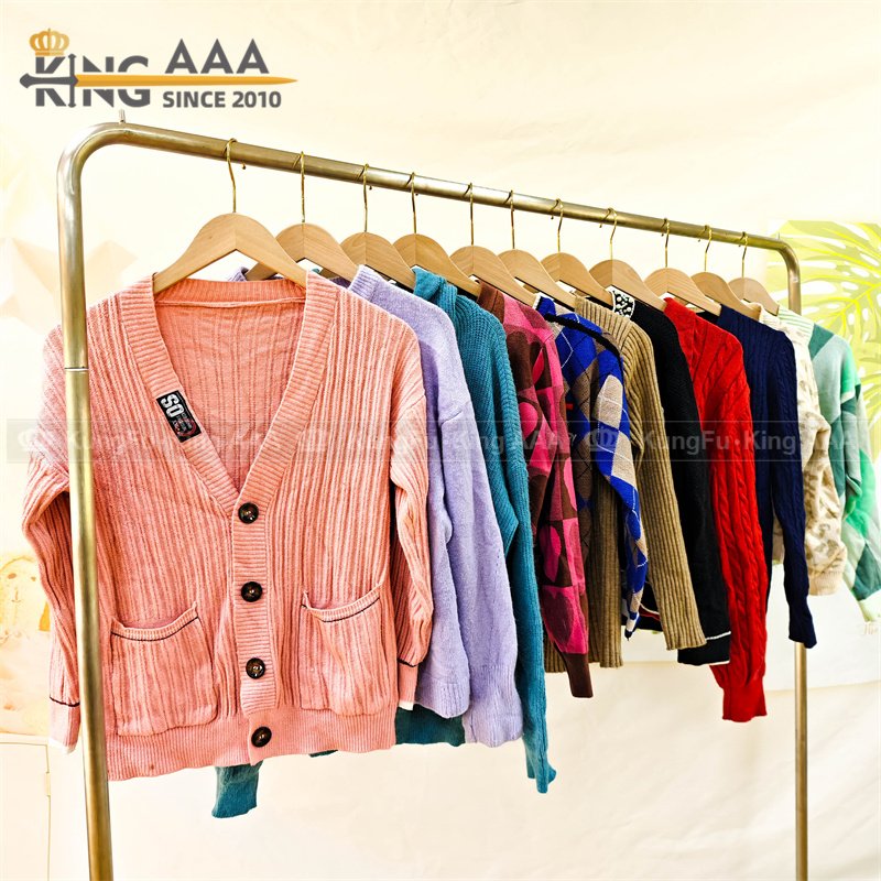 KINGAAA cardigan sweaters thick short branded used clothes high quality branded second hand clothes pack de ropa usada mixta