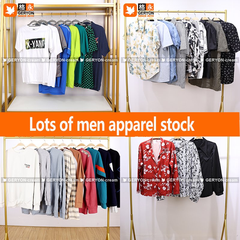 GERYON vintage Polo T Shirts Men Cotton Apparel Stock Man Chemise Hawaienne Ropa Usada Hombre Used Clothes In Bulk