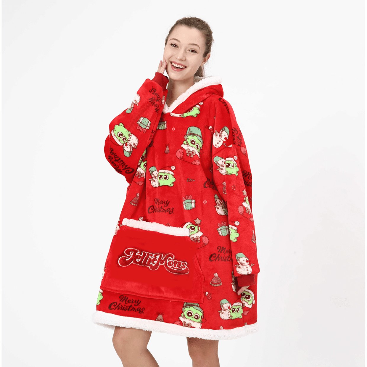 Factory printed Christmas design clothing flannel winter hoodie JellieMons