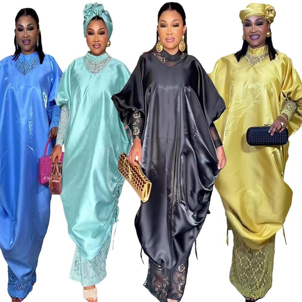 New Design two-piece dress plus size dress The rayon coat africa dresses lace used clothes hooked cloak african clothing