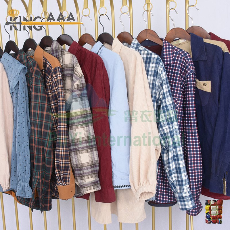 Winter shirt casual men used clothes branded long shirts second hand clothes