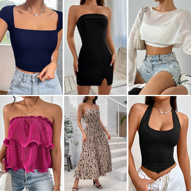 Wholesale Women's 2024 brand New top mix Mix dress bulk package used clothing cut label stock clothing.