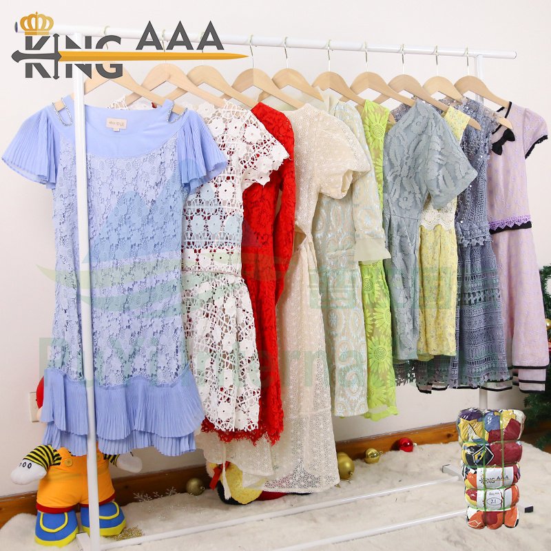 ZaoZhuang factory ropa women used clothes short ladies knit dress from Spanish Italy Switzerland