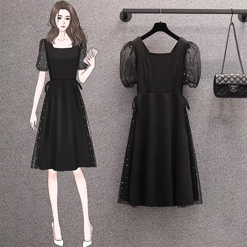 2022 Spring/Summer New Women's Fashion Casual Heavy Industry Sequins Embroidered Short Sleeve Dress