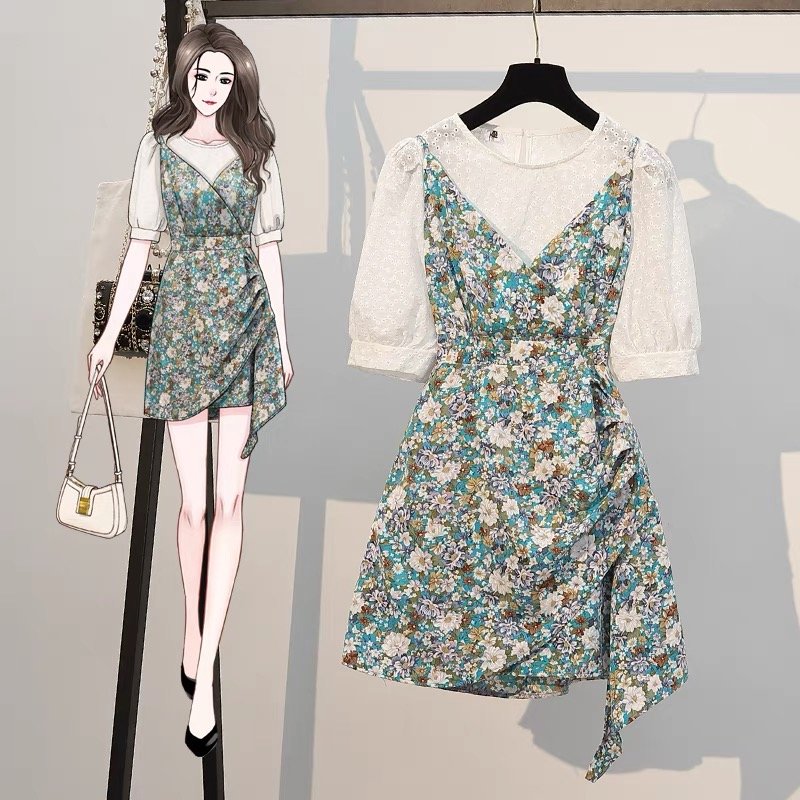 2022 Spring/Summer New Women's Fashion Casual Heavy Industry Sequins Embroidered Short Sleeve Dress