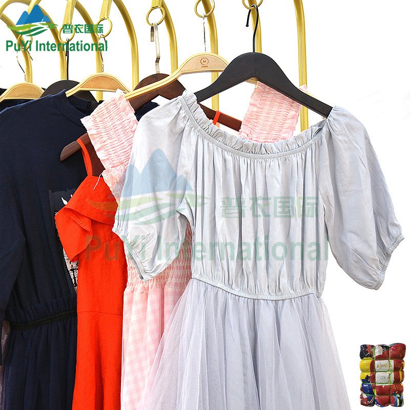 KINGAAA Ladies Dresses cotton uk branded second hand clothes bale 100kg korea used clothes bales baler machine for used clothing